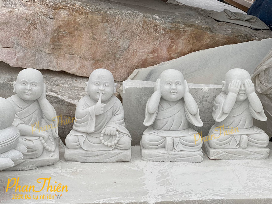 Tượng Chú Tiểu Tứ Không Đá Cẩm Thạch Trắng (CT-05)