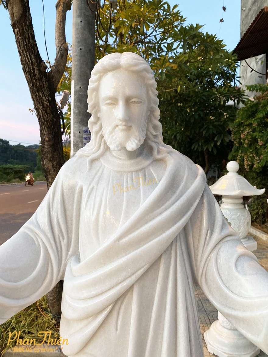 Tượng Chúa Giesu Giang Tay Đá Cẩm Thạch Trắng (TC-09)
