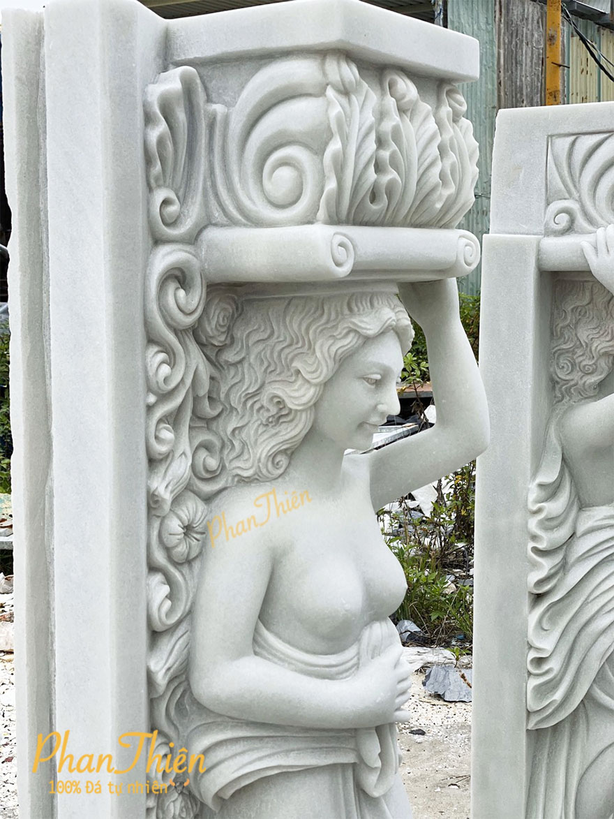 Tượng Cô Gái Nghệ Thuật bằng Đá Cẩm Thạch Trắng (GAI-01)