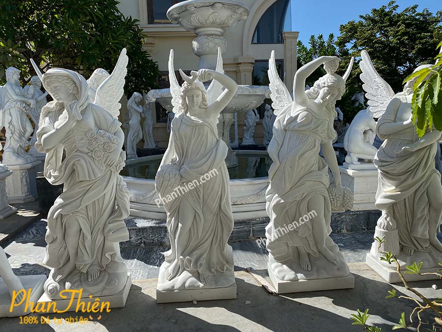 Tượng Cô Gái Nghệ Thuật Đá Cẩm Thạch Trắng (GAI-16)