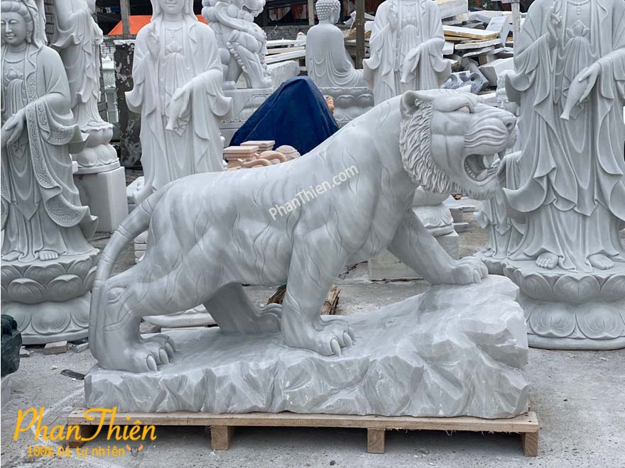 Tượng Con Hổ Đá Trắng Mịn (HO-04)