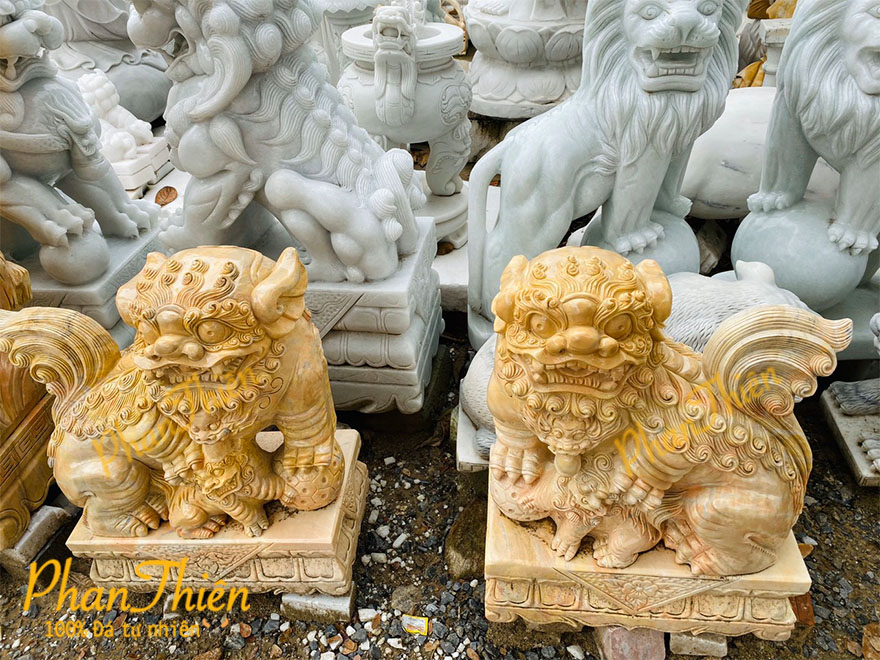 Tượng Con Nghê (Lân Việt) Đá Cà Rốt Vàng (N-04)