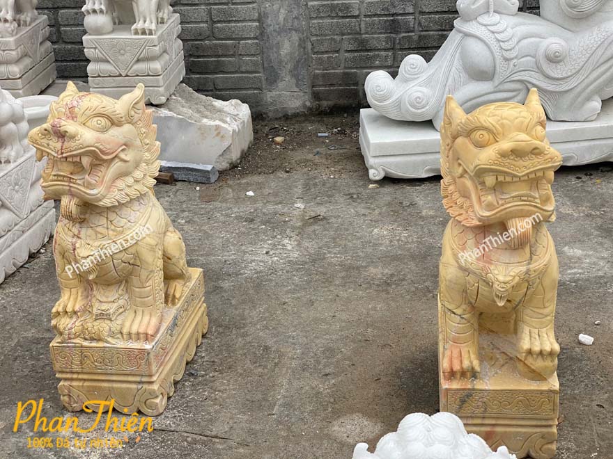 Tượng Con Nghê Đá Cà Rốt Vàng (N-08)