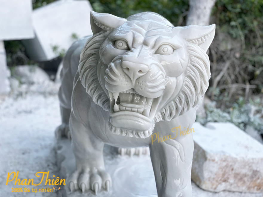 Tượng Con Cọp Đá Cẩm Thạch Trắng (HO-02)