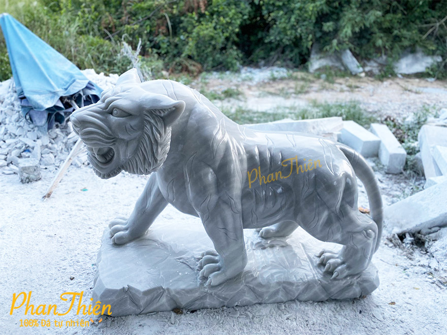 Tượng Con Cọp Đá Cẩm Thạch Trắng (HO-02)