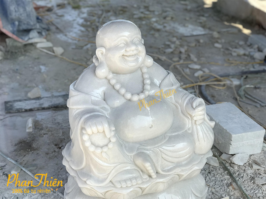 Tượng Phật Di Lặc bằng đá Non Nước Ngồi Đế Sen (DL-20)