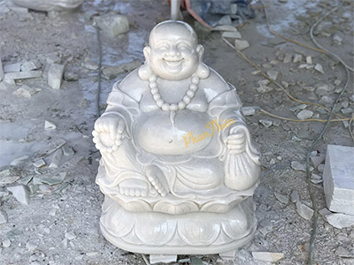 Tượng Phật Di Lặc bằng đá Non Nước Ngồi Đế Sen (DL-20)