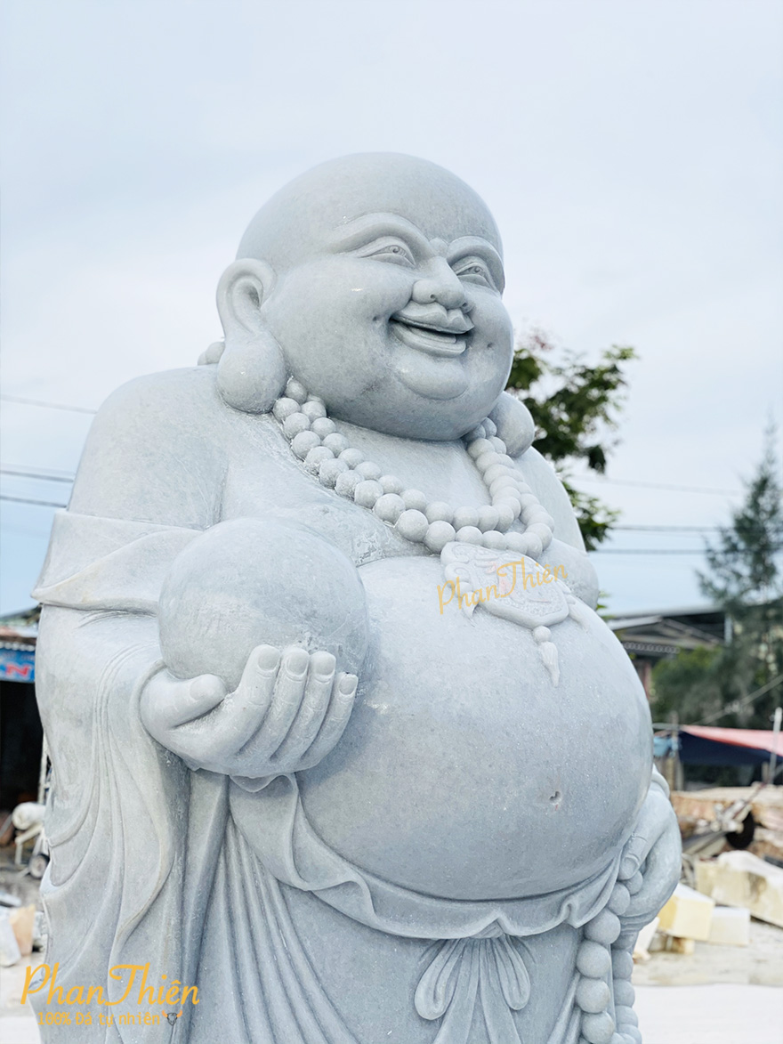 Tượng Phật Di Lặc đứng bằng đá trắng (DL-38)