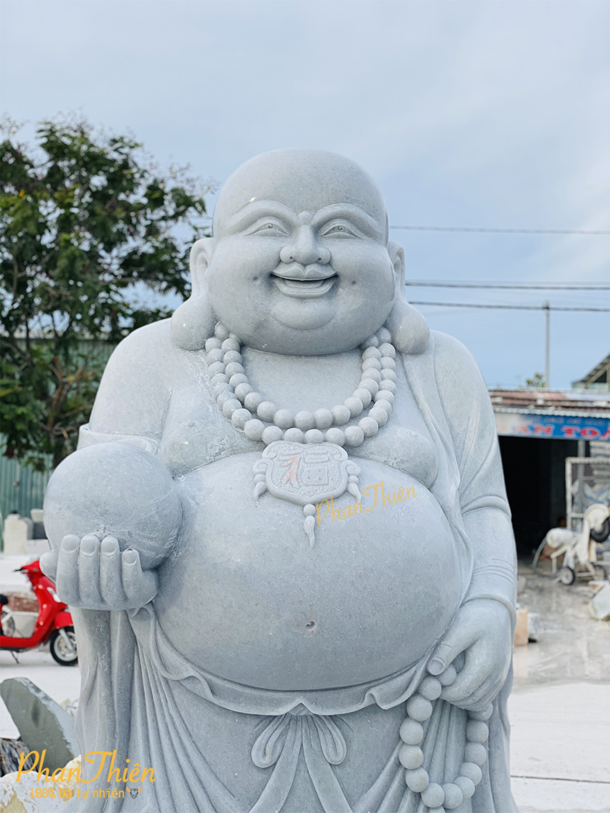 Tượng Phật Di Lặc đứng bằng đá trắng (DL-38)