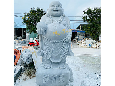 Tượng Phật Di Lặc đứng bằng đá trắng (DL-38)