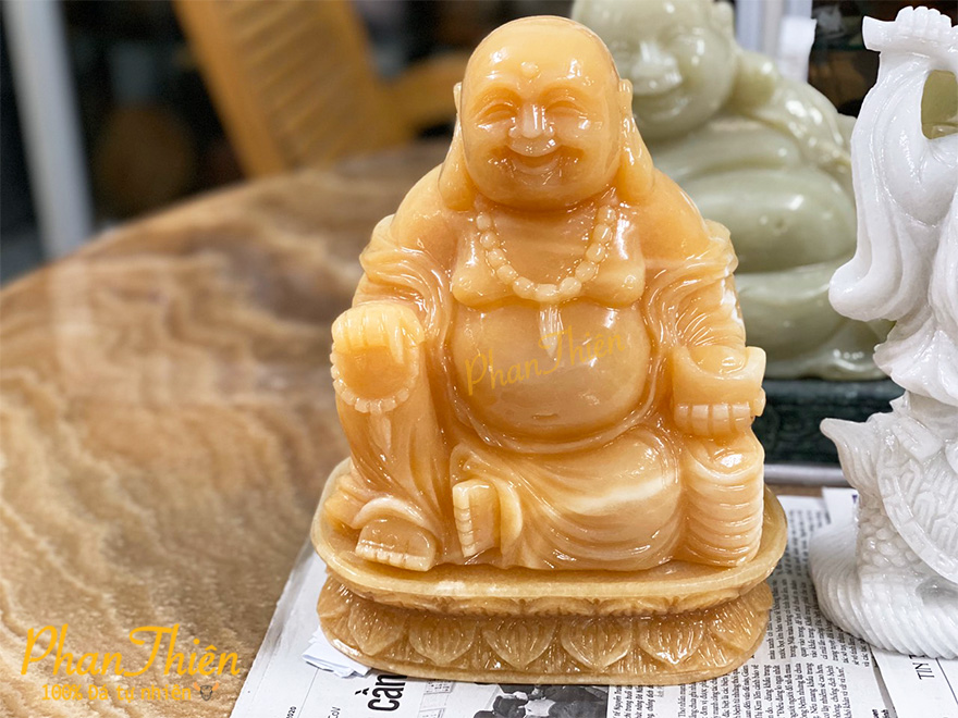 Tượng Di Lặc ngồi Đài Sen Đá Ngọc Hoàng Long (DL-34)