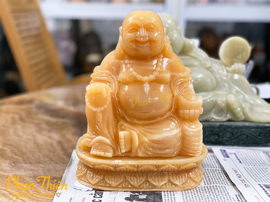 Tượng Di Lặc ngồi Đài Sen Đá Ngọc Hoàng Long (DL-34)