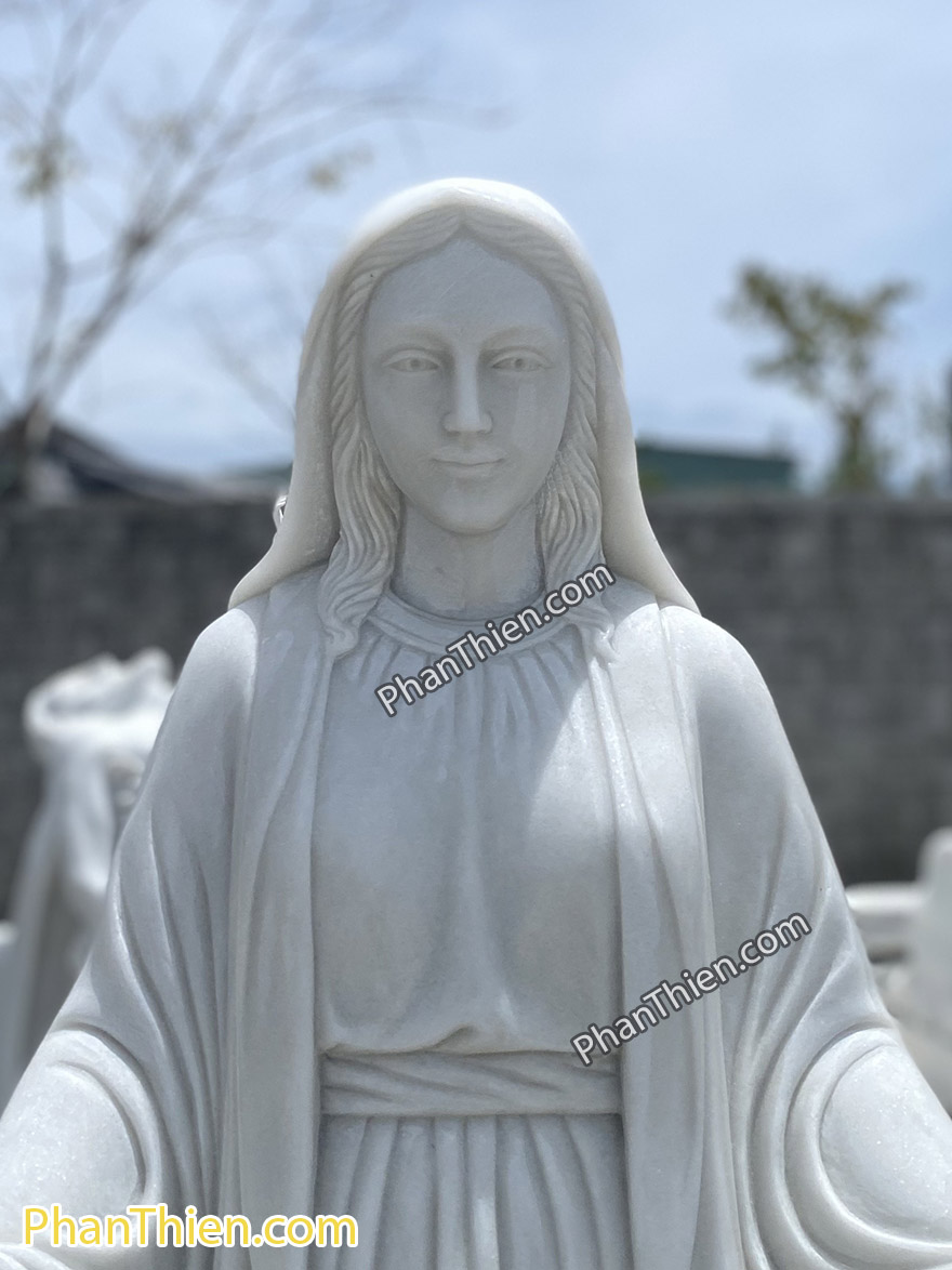 Tượng Đức Mẹ Ban Ơn bằng đá trắng mịn (150cm DM-95)