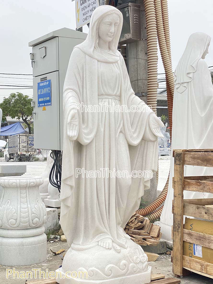Tượng Đức Mẹ Ban Ơn bằng đá trắng đẹp 180cm - BO-85