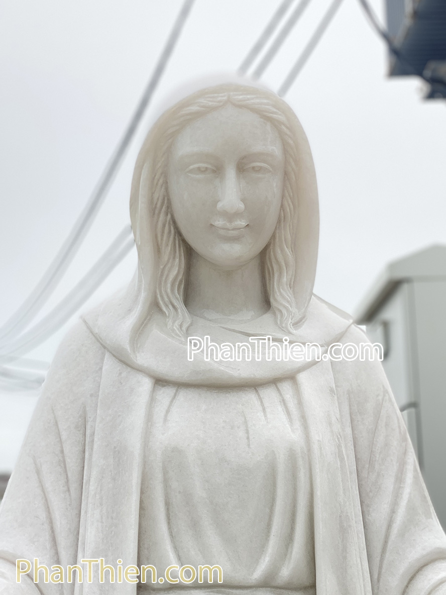 Tượng Đức Mẹ Ban Ơn bằng đá trắng đẹp 180cm - BO-85