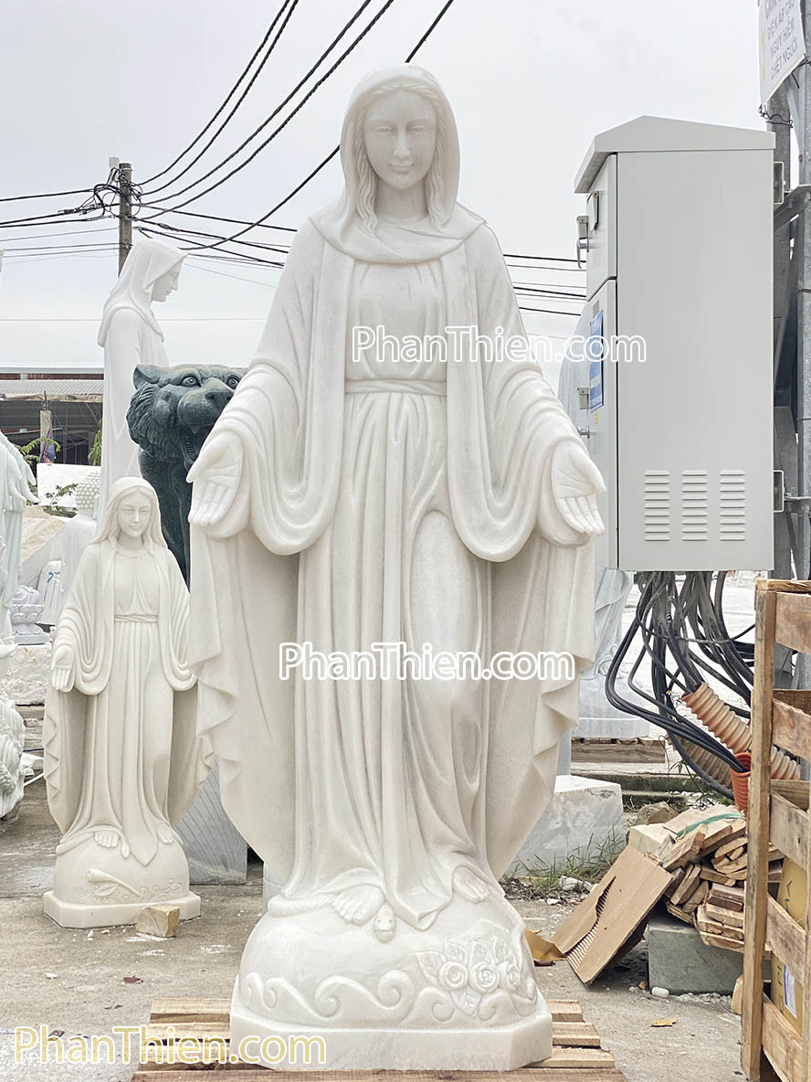 Tượng Đức Mẹ Ban Ơn bằng đá trắng đẹp 180cm - BO-85