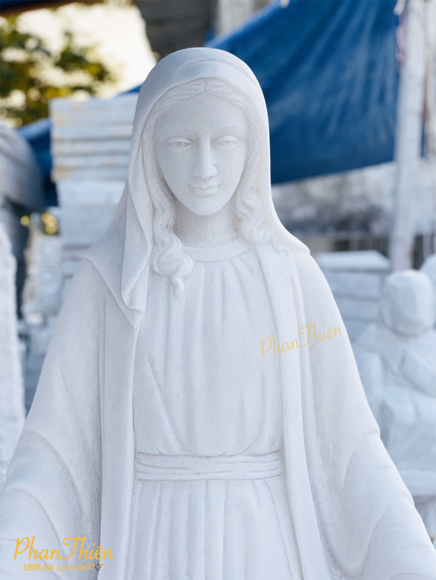 Tượng Đức Mẹ Ban Ơn Đá Cẩm Thạch Trắng (DM-17)