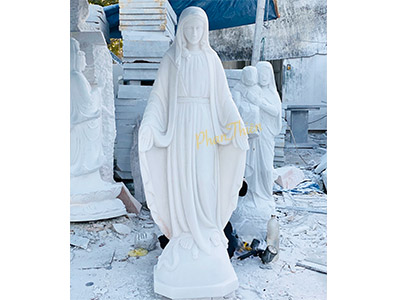 Tượng Đức Mẹ Ban Ơn Đá Cẩm Thạch Trắng (DM-17)