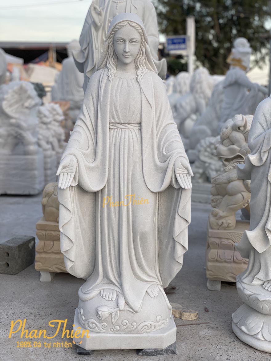 Tượng Đức Mẹ Ban Ơn Đá Cẩm thạch trắng (DM-46)