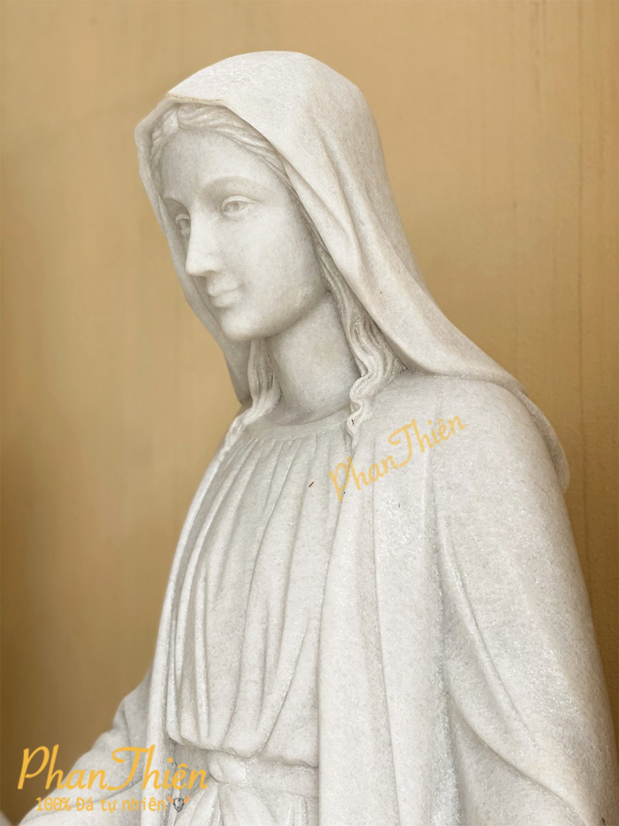 Tượng Đức Mẹ Ban Ơn Đá Cẩm Thạch Trắng (DM-14)