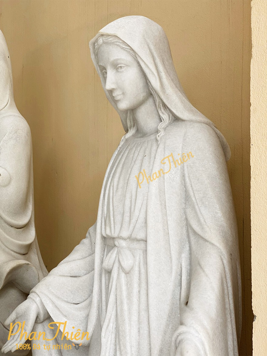 Tượng Đức Mẹ Ban Ơn Đá Cẩm Thạch Trắng (DM-14)
