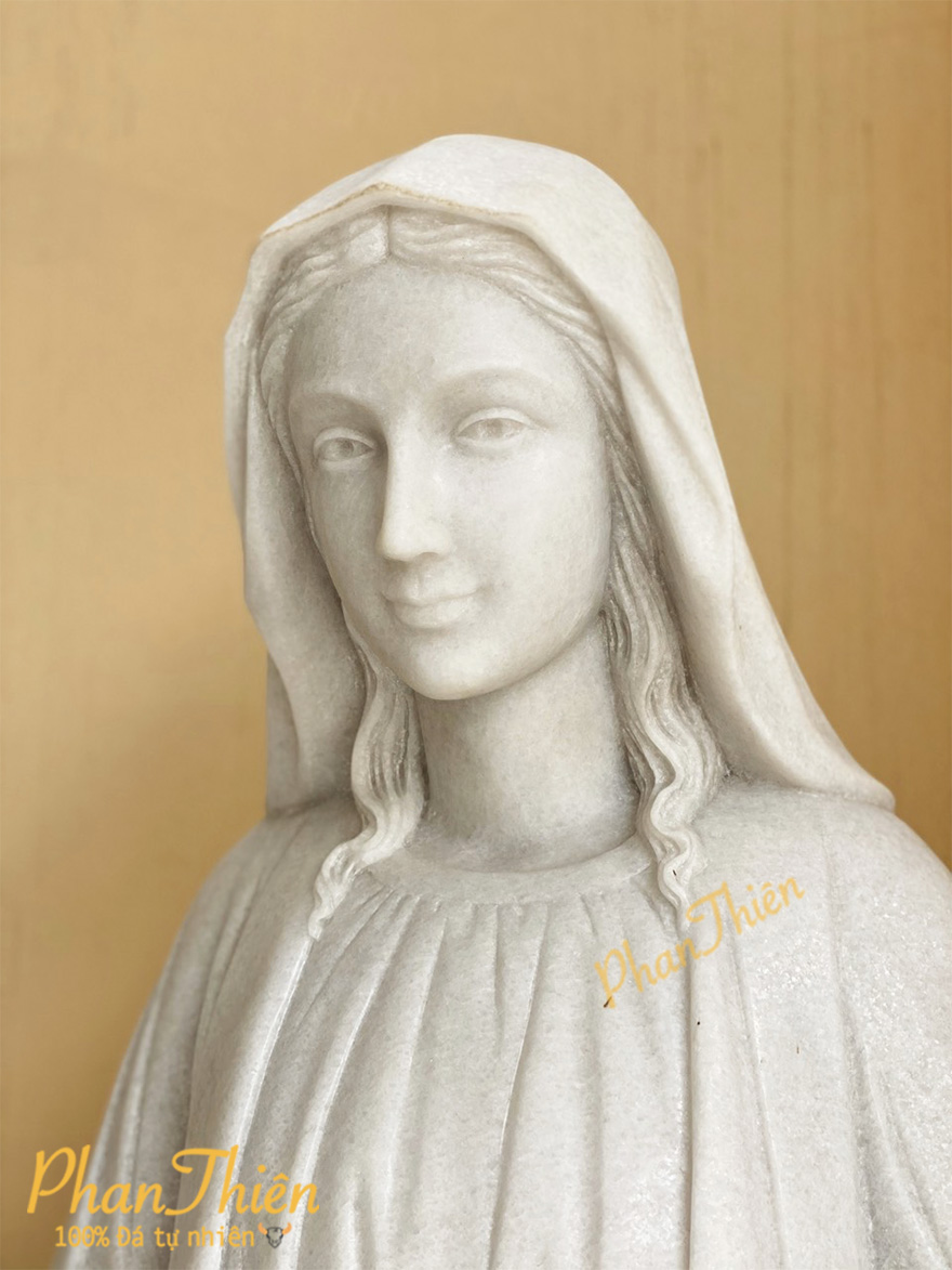 Tượng Đức Mẹ Ban Ơn Đá Cẩm Thạch Trắng (DM-14)