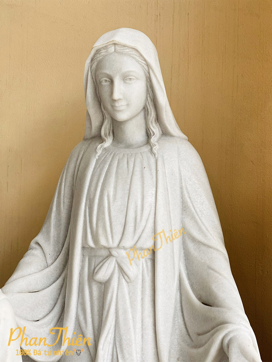 Tượng Đức Mẹ Ban Ơn Đá Cẩm Thạch Trắng (DM-14)