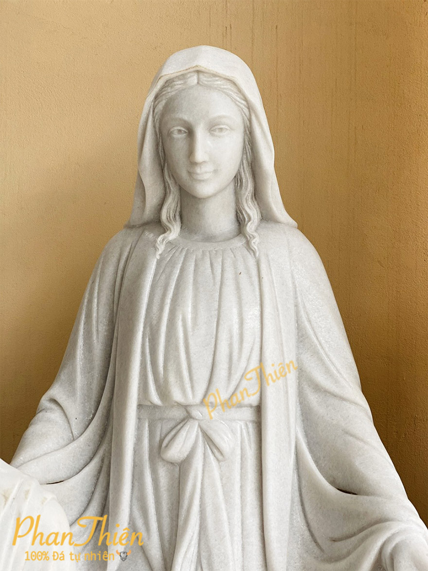 Tượng Đức Mẹ Ban Ơn Đá Cẩm Thạch Trắng (DM-14)