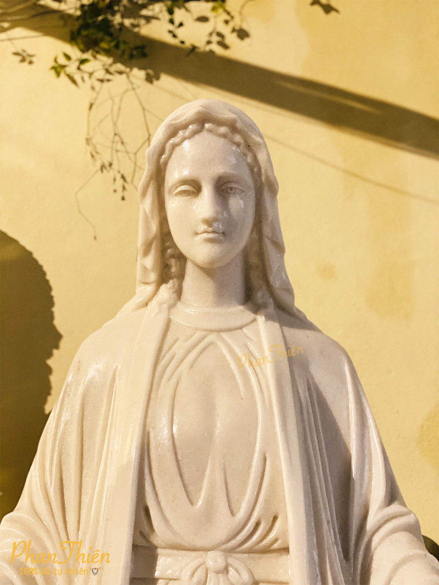 Tượng Đức Mẹ Ban Ơn Đá Cẩm Thạch Trắng (DM-22)