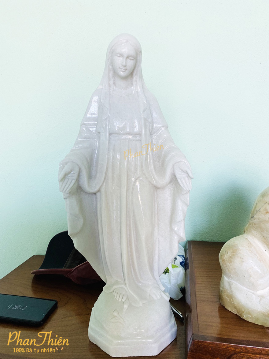 Tượng Đức Mẹ Ban Ơn Đá Cẩm Thạch Trắng (DM-24)