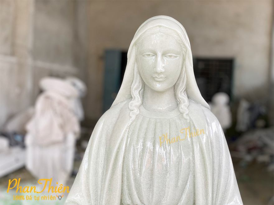 Tượng Đức Mẹ Ban Ơn Đá Cẩm Thạch Trắng (DM-27)
