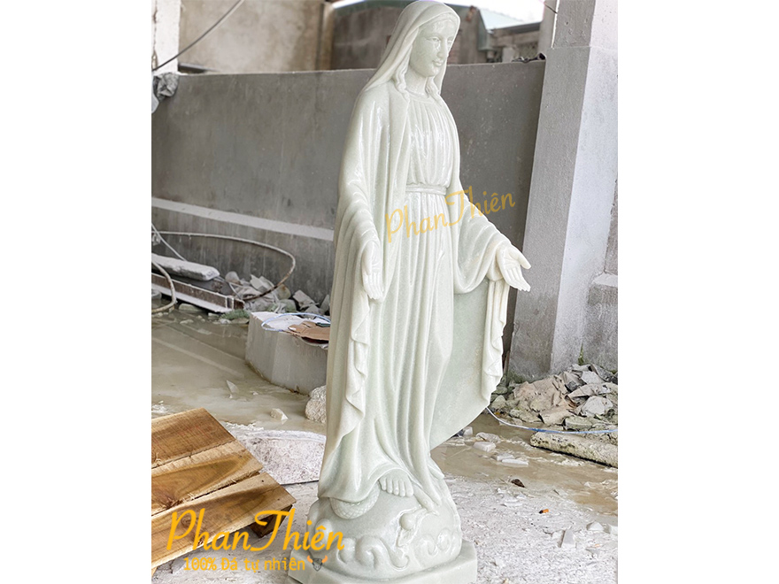 Tượng Đức Mẹ Ban Ơn Đá Cẩm Thạch Trắng (DM-27)