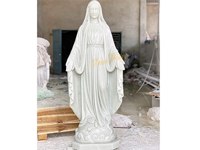 Tượng Đức Mẹ Ban Ơn Đá Cẩm Thạch Trắng (DM-27)
