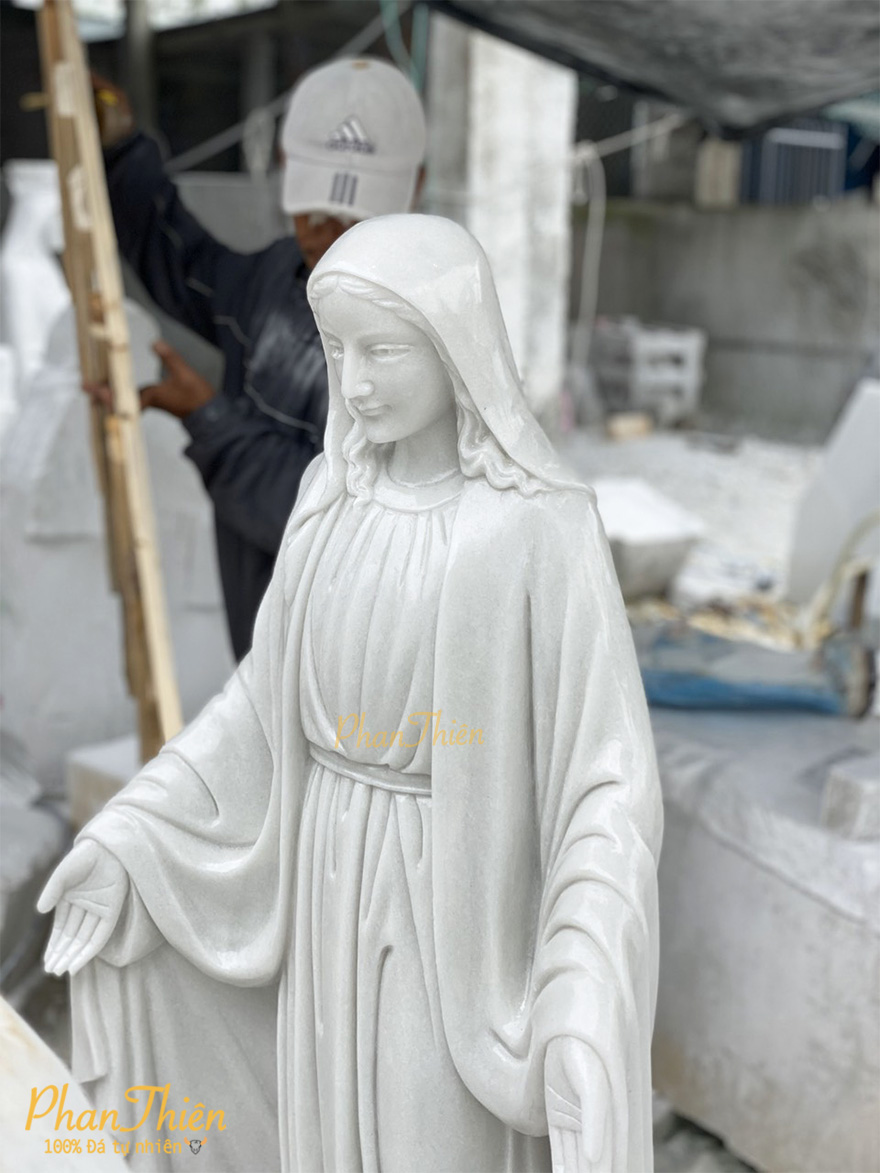 Tượng Đức Mẹ Ban Ơn Đá Cẩm Thạch Trắng (DM-43)