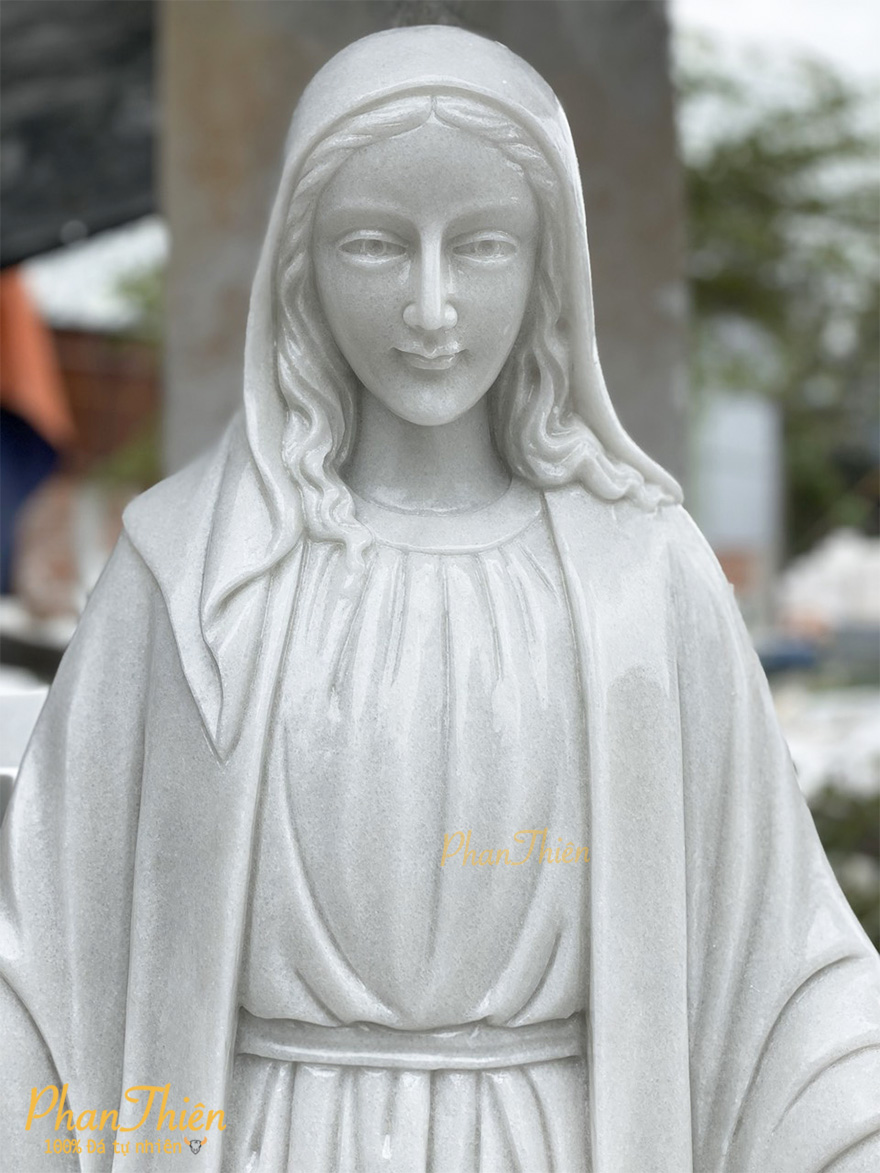 Tượng Đức Mẹ Ban Ơn Đá Cẩm Thạch Trắng (DM-43)