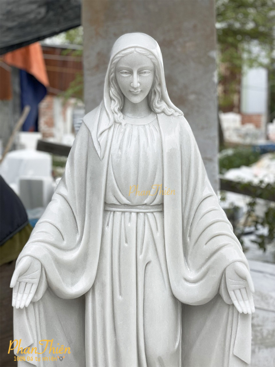 Tượng Đức Mẹ Ban Ơn Đá Cẩm Thạch Trắng (DM-43)