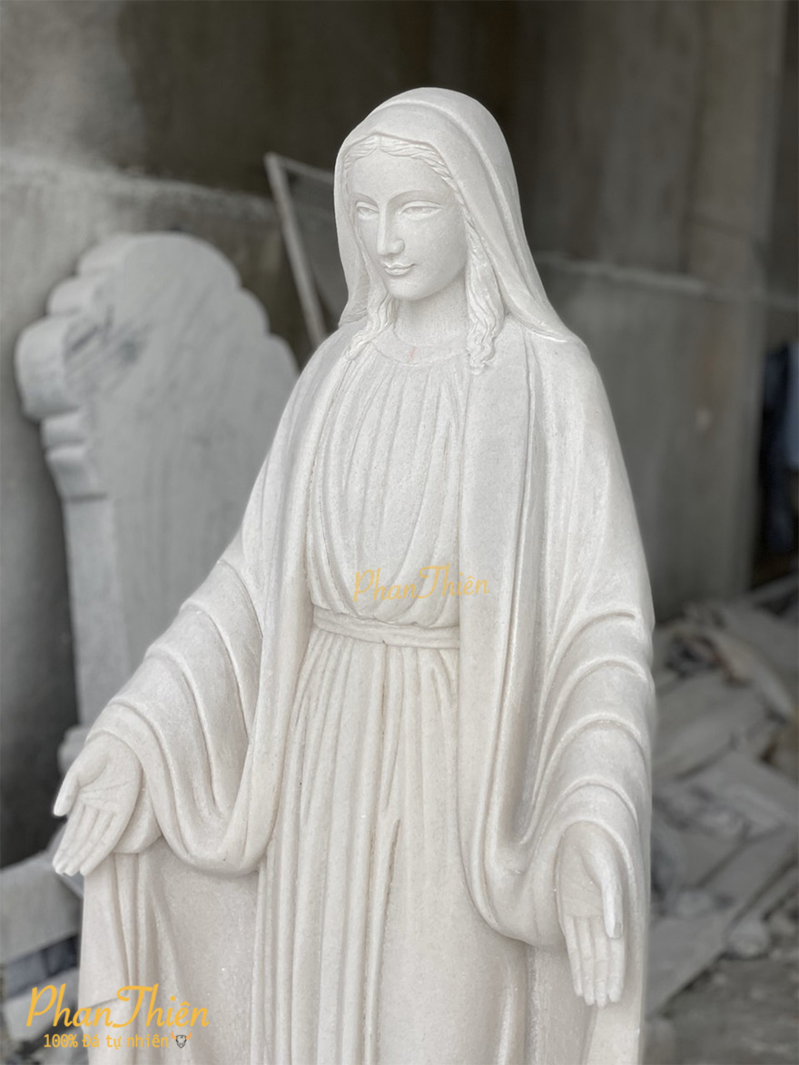 Tượng Đức Mẹ Ban Ơn Đá Cẩm thạch trắng (DM-44)