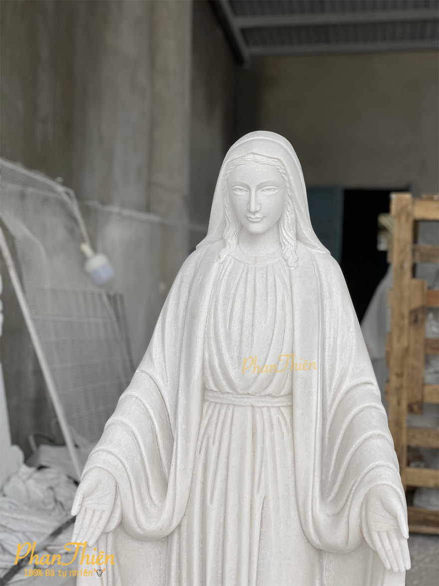 Tượng Đức Mẹ Ban Ơn Đá Cẩm thạch trắng (DM-44)