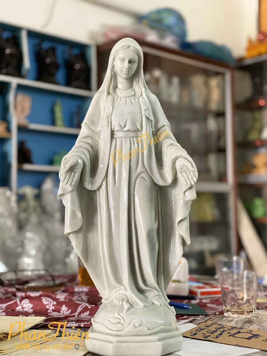 Tượng Đức Mẹ Ban Ơn Đá Cẩm Thạch Xanh (DM-11)