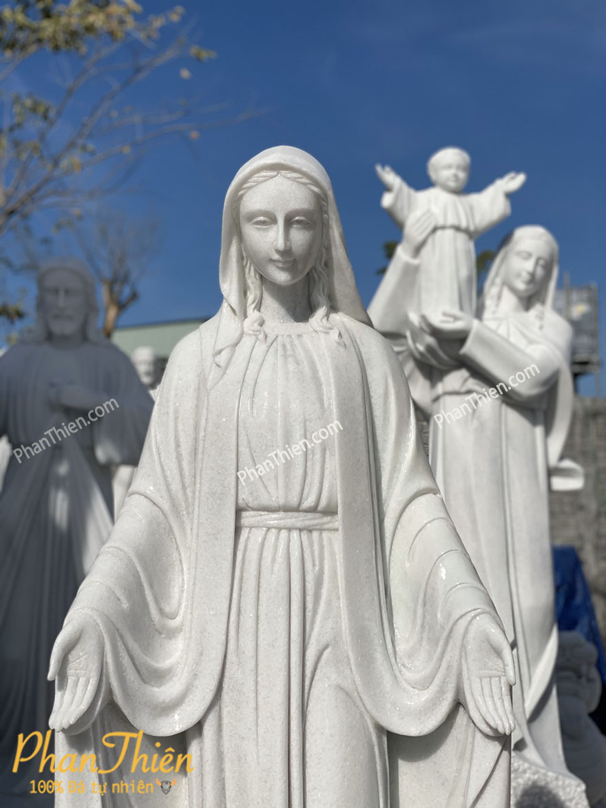 Tượng Đức Mẹ Ban Ơn Đá Trắng Cẩm Thạch (DM-71)