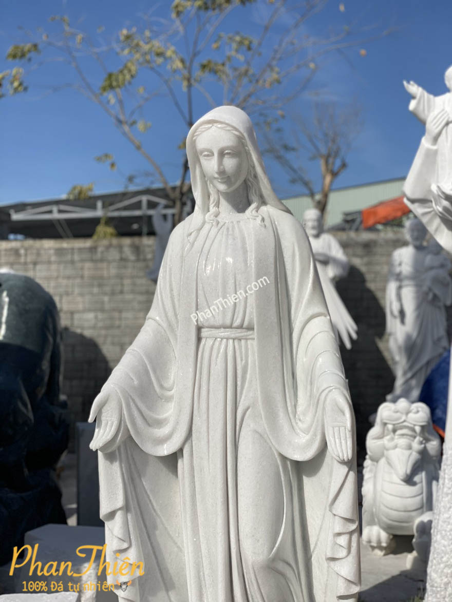 Tượng Đức Mẹ Ban Ơn Đá Trắng Cẩm Thạch (DM-71)