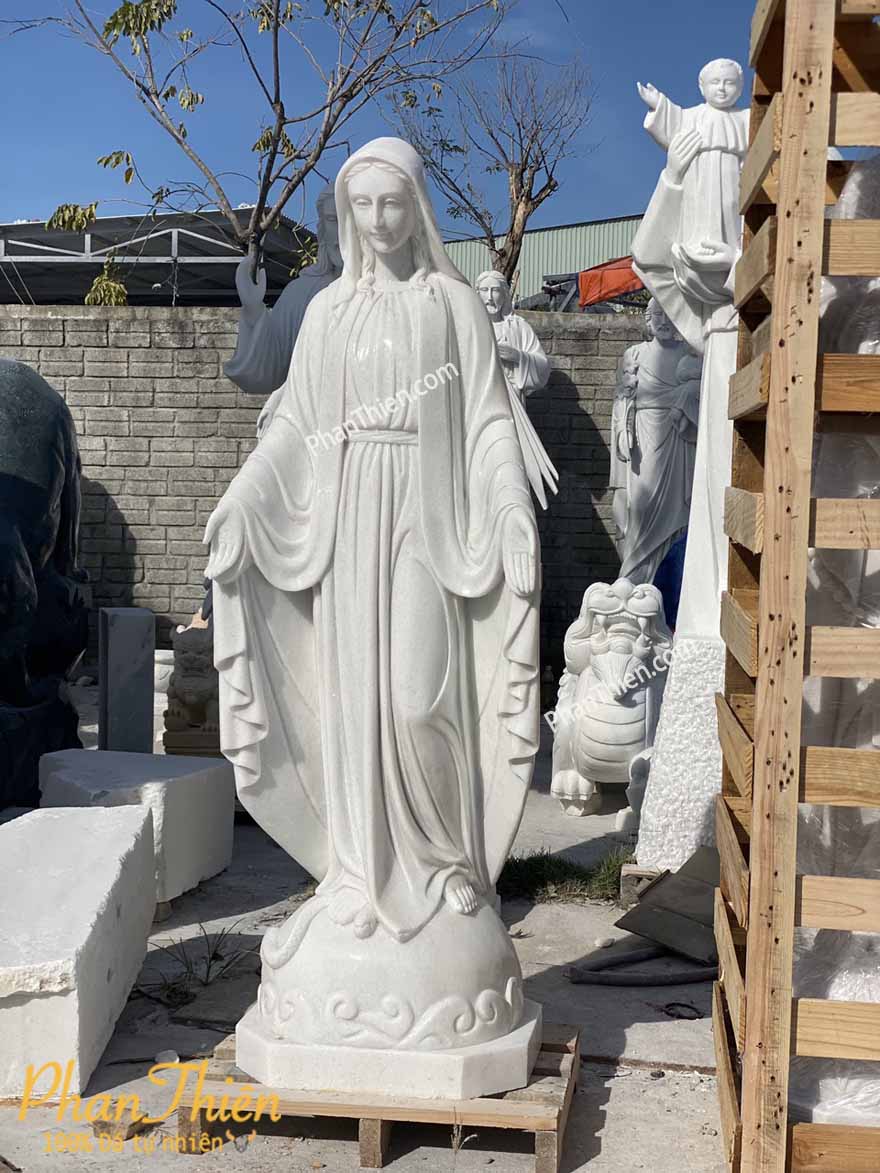 Tượng Đức Mẹ Ban Ơn Đá Trắng Cẩm Thạch (DM-71)