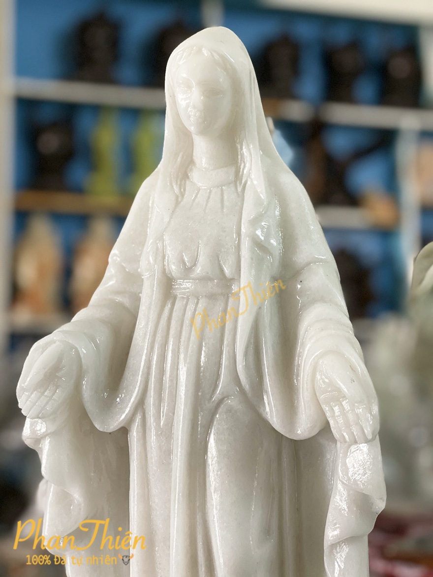 Tượng Đức Mẹ Ban Ơn (Dang Tay) Cẩm Thạch Trắng (DM-10)