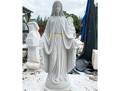 Tượng Đức Mẹ Ban Ơn Đá Cẩm Thạch Trắng (DM-16)