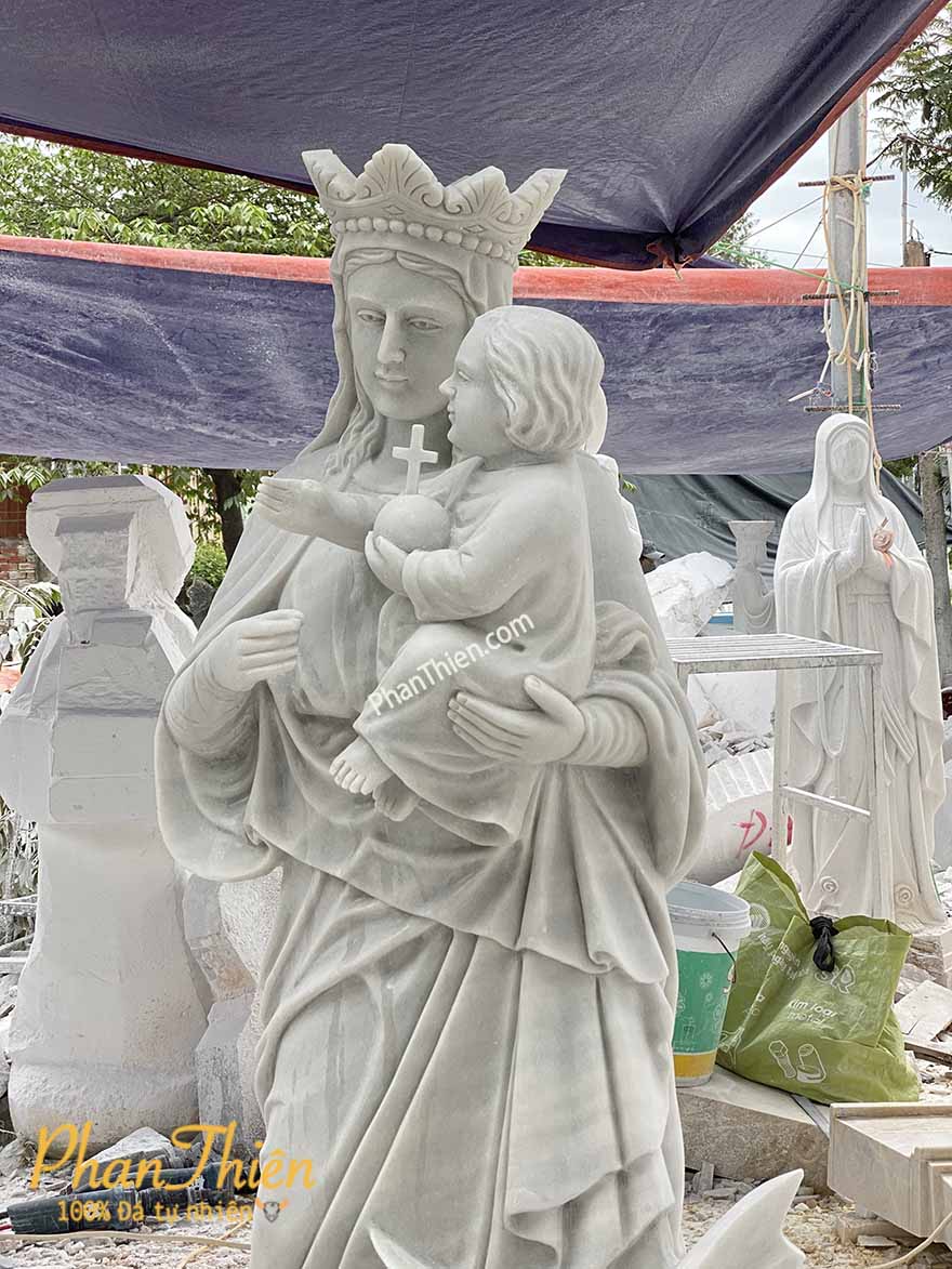 Tượng Đức Mẹ Hằng Cứu Giúp Đá Trắng Xám (DM-49)