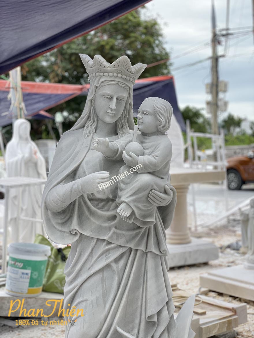 Tượng Đức Mẹ Hằng Cứu Giúp Đá Trắng Xám (DM-49)