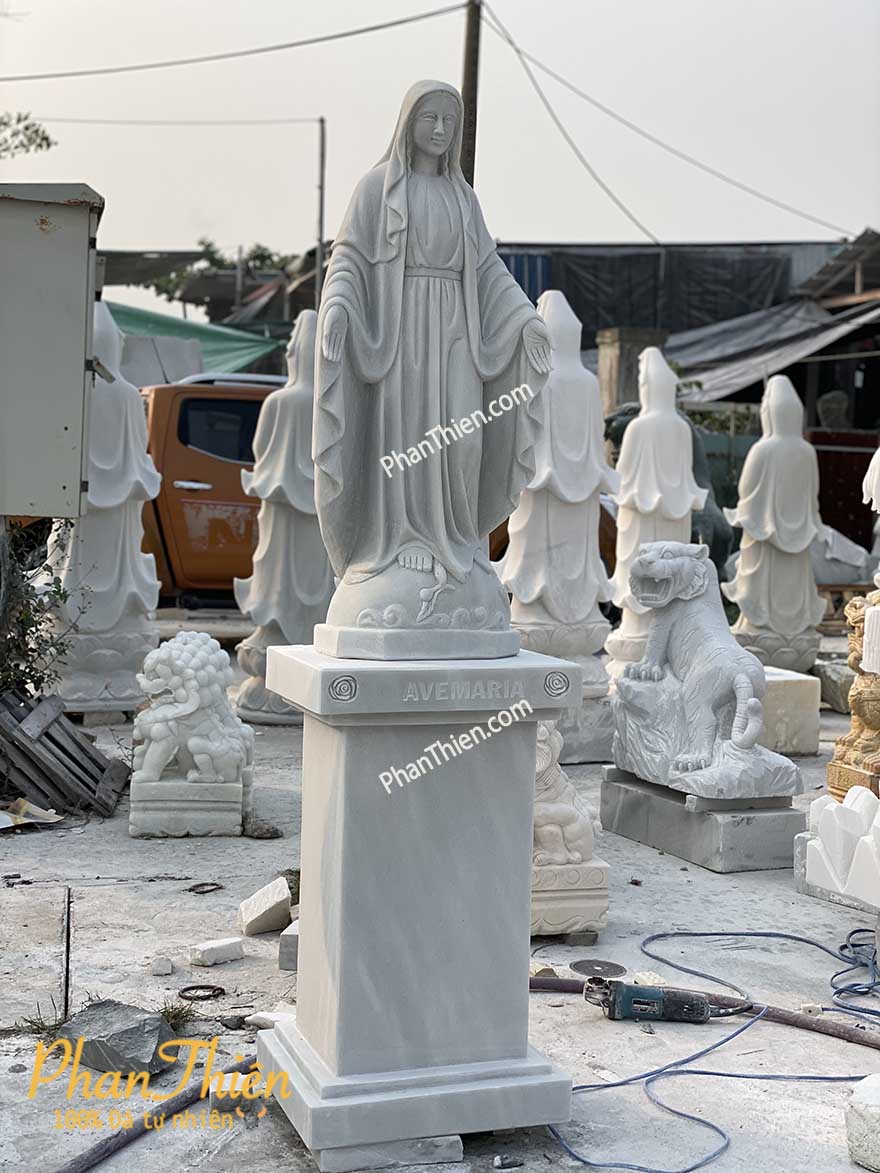 Tượng Đức Mẹ Ban Ơn Đá Trắng Xanh (DM-58)