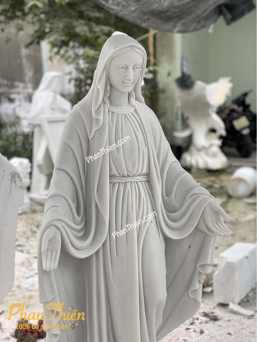 Tượng Đức Mẹ Ban Ơn Đá Trắng Non Nước (DM-60)