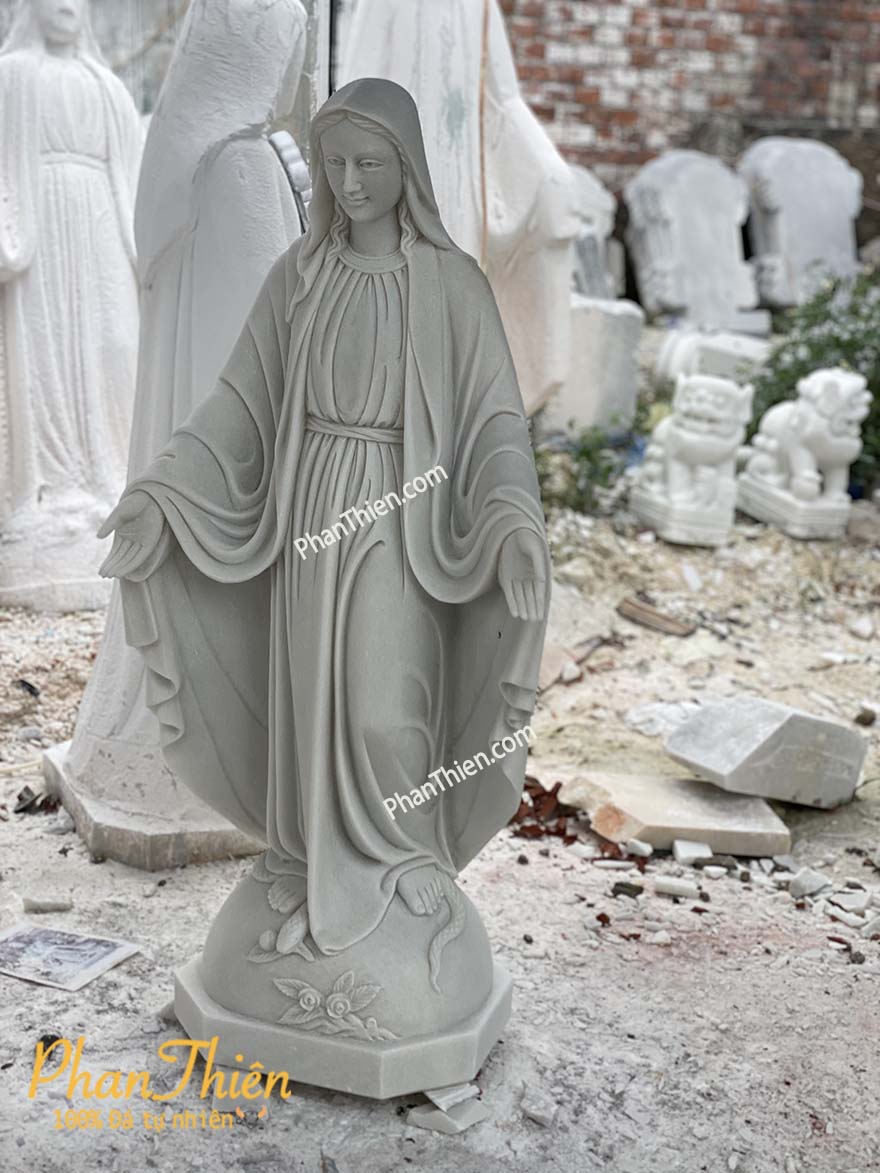 Tượng Đức Mẹ Ban Ơn Đá Trắng Non Nước (DM-60)