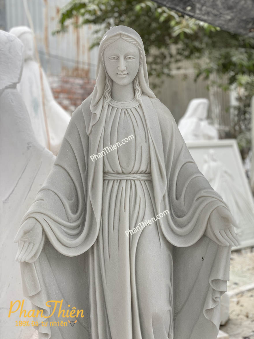 Tượng Đức Mẹ Ban Ơn Đá Trắng Non Nước (DM-60)
